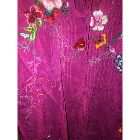 *Damaged* Johnny Was Floral Embroidered Molly Pleated Tunic Plus Size 1X HW6561 - Picture 10 of 14